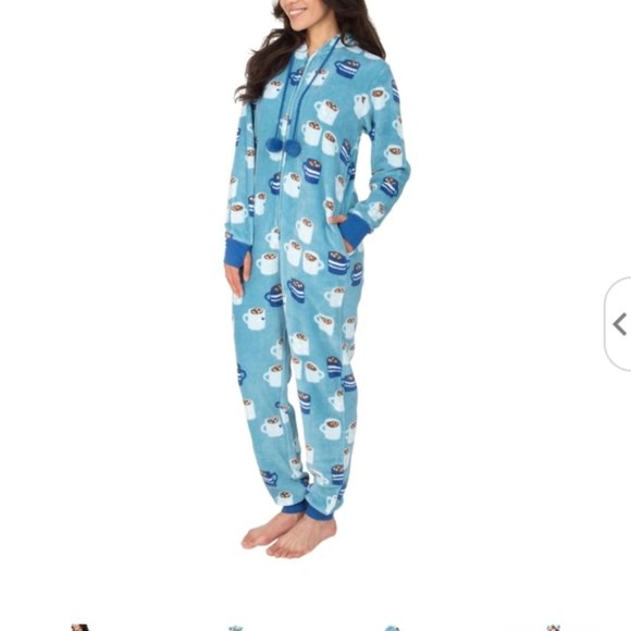 MUNKI MUNKI HOODED FLEECE Onesie ONE PIECE PAJAMAS - Picture 3 of 3